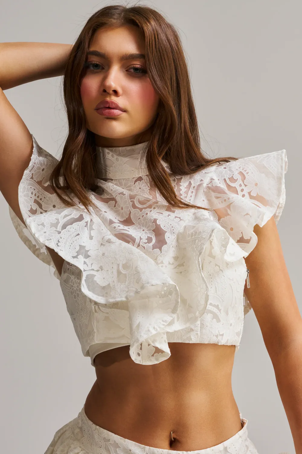EMMA EMBROIDERED CROPPED BLOUSE