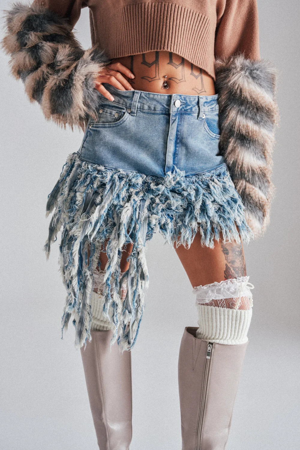 OPEN UP YOUR LOVE DENIM SKIRT