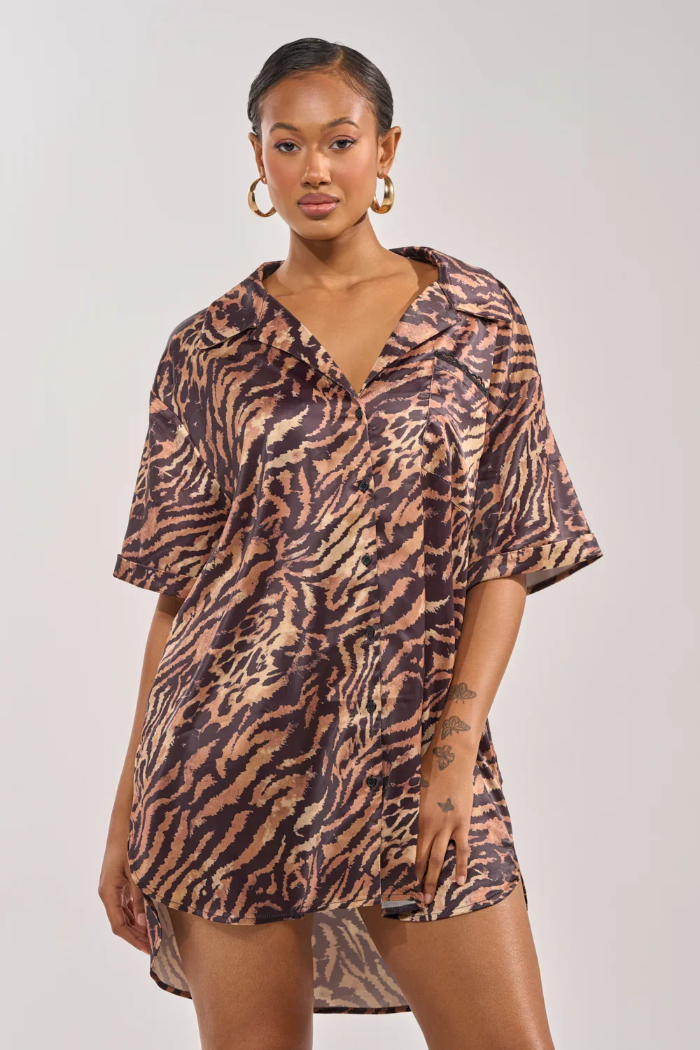 DON'T MAKE A SOUND PRINTED MINI DRESS IN TIGER