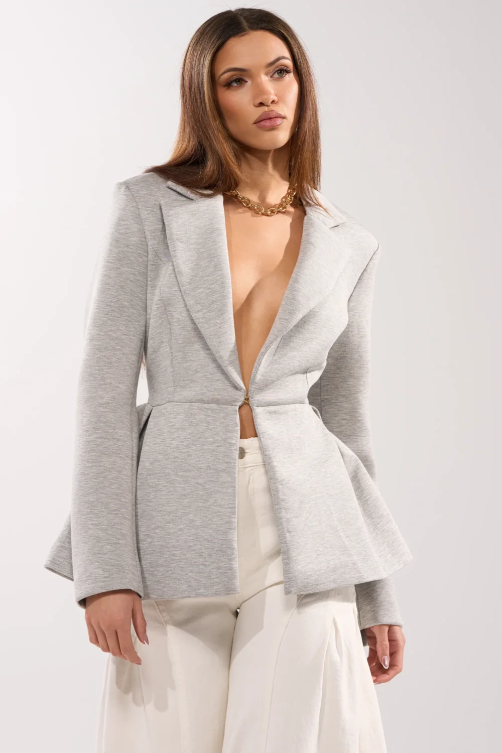CANARY PEPLUM BLAZER IN SCUBA