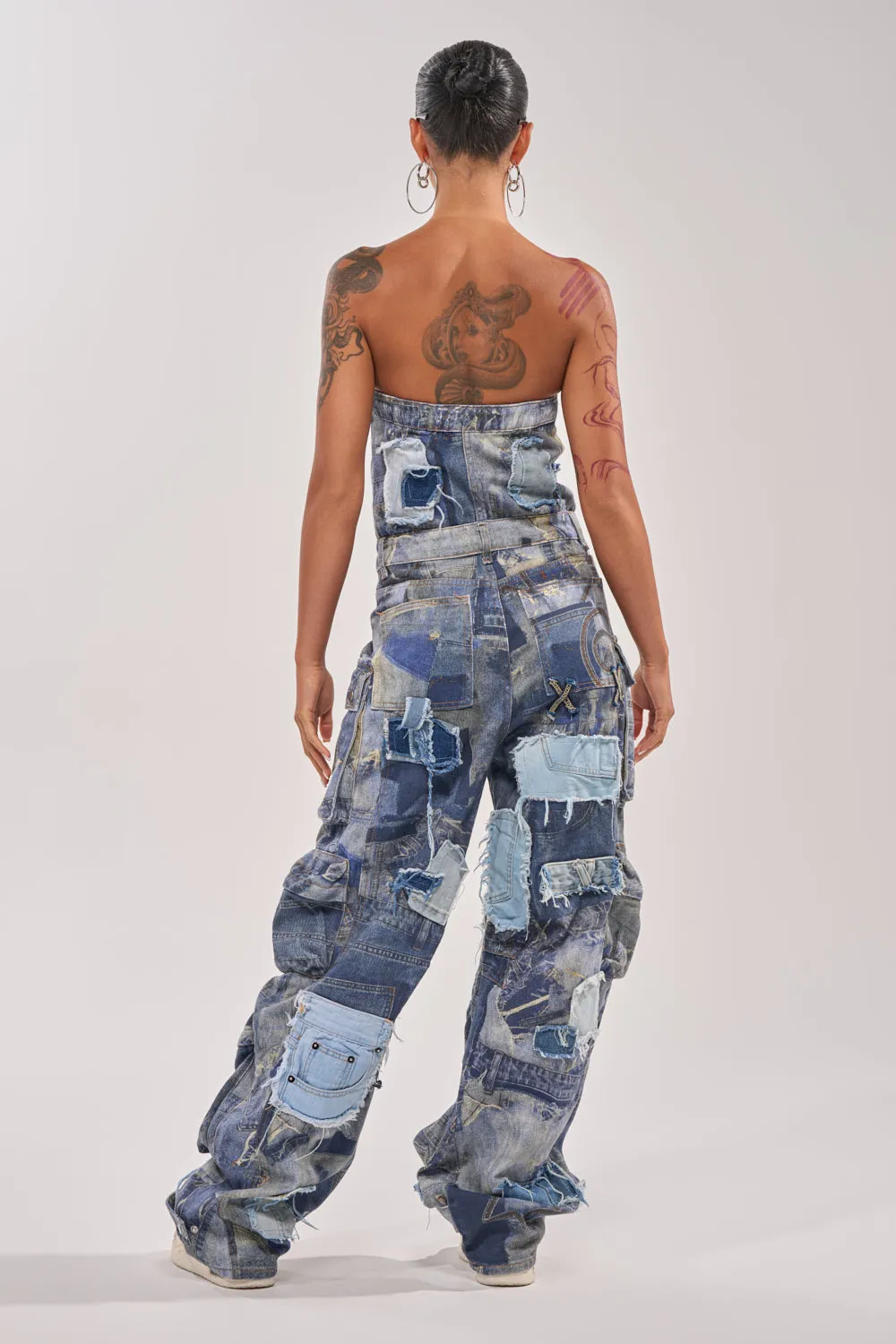 PATCHWORK DENIM ON DENIM JUMPSUIT - 5