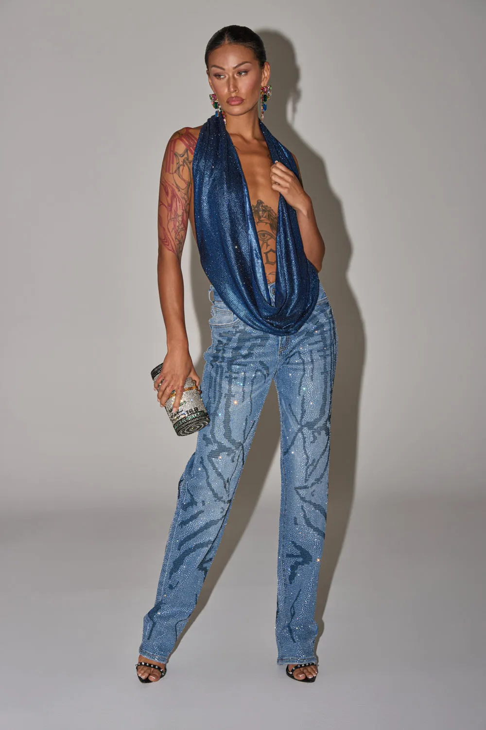 ITS MAGIC RHINESTONE STRAIGHT LEG DENIM