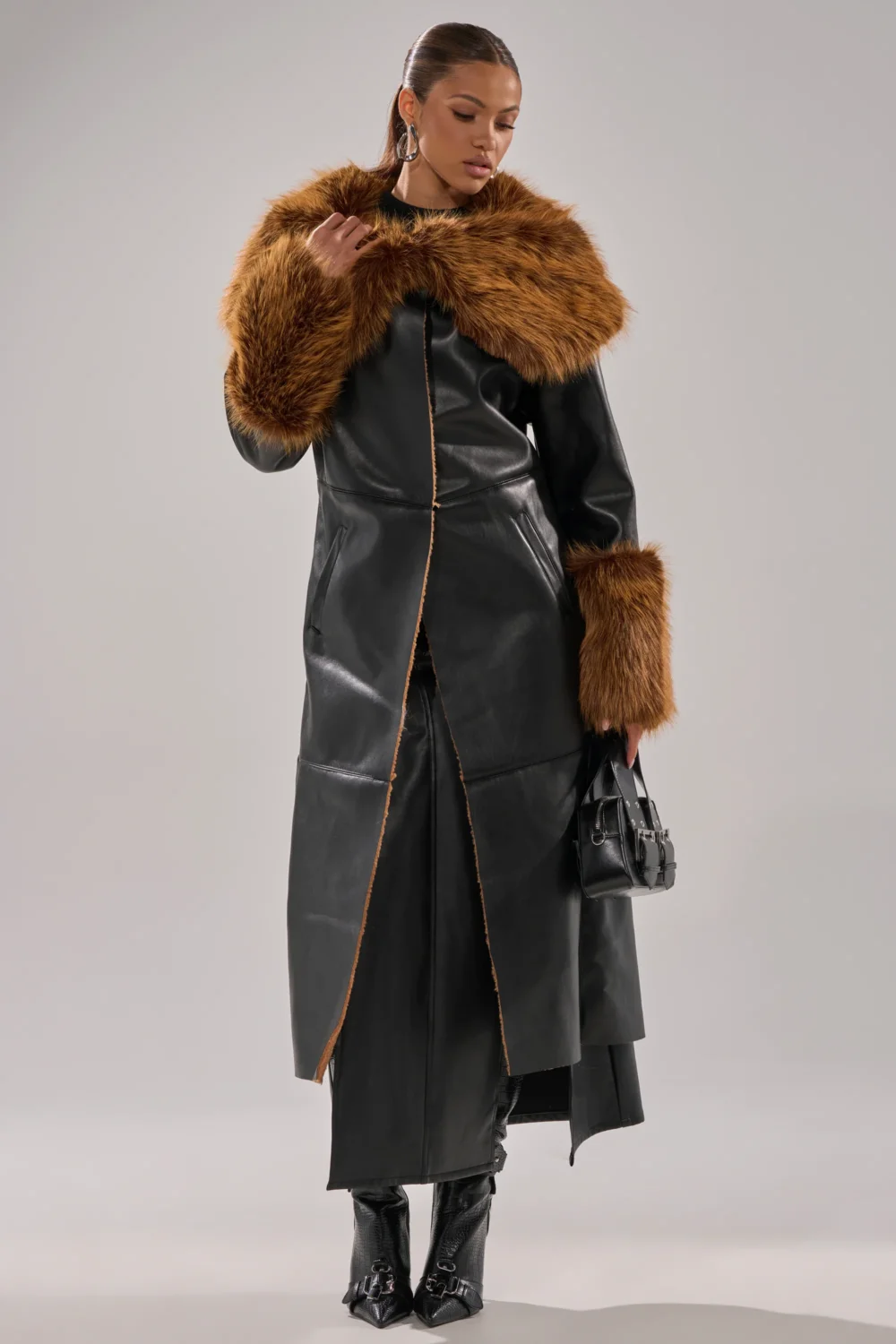 SIREN FUR TRIM TRENCH COAT