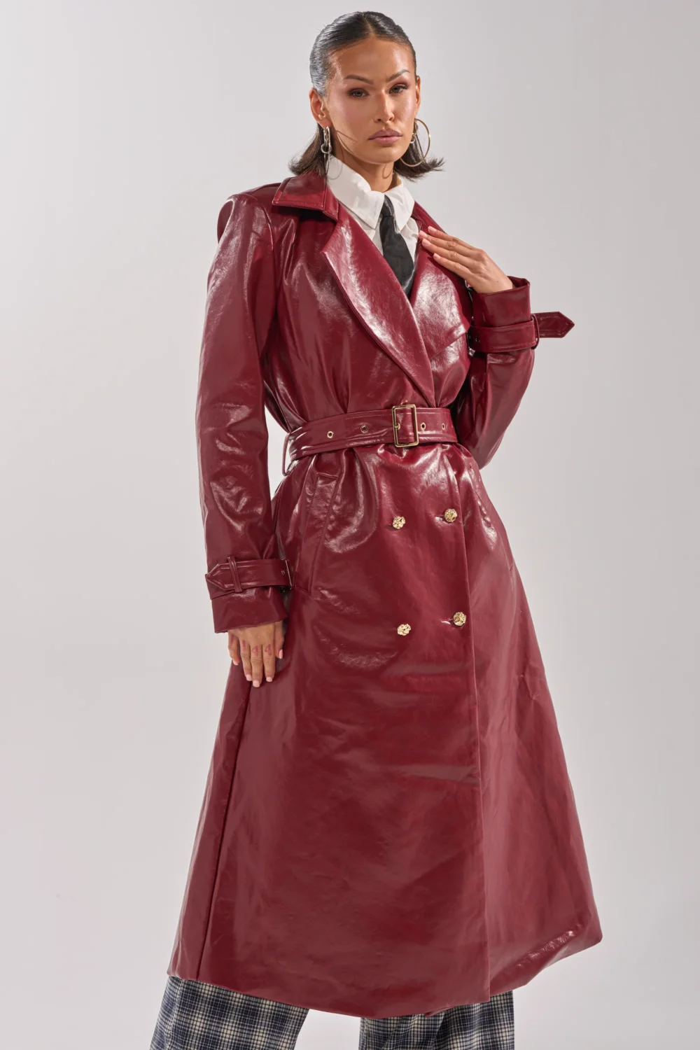 LADY DANGER FAUX LEATHER TRENCH