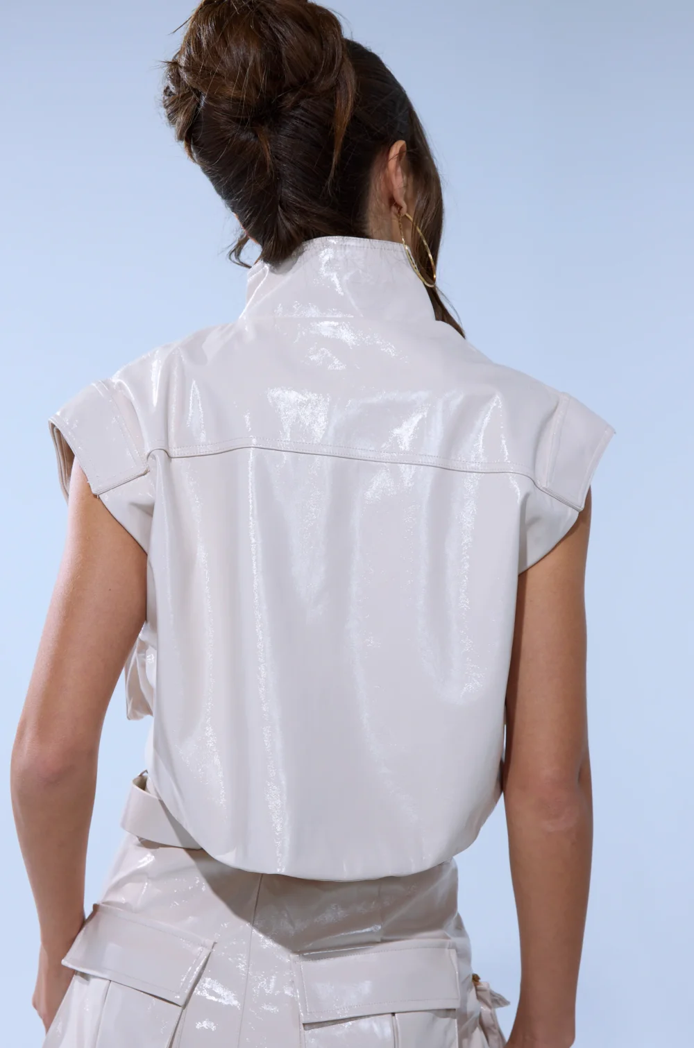 SHOW STOPPER FAUX LEATHER ZIP UP TOP - 5