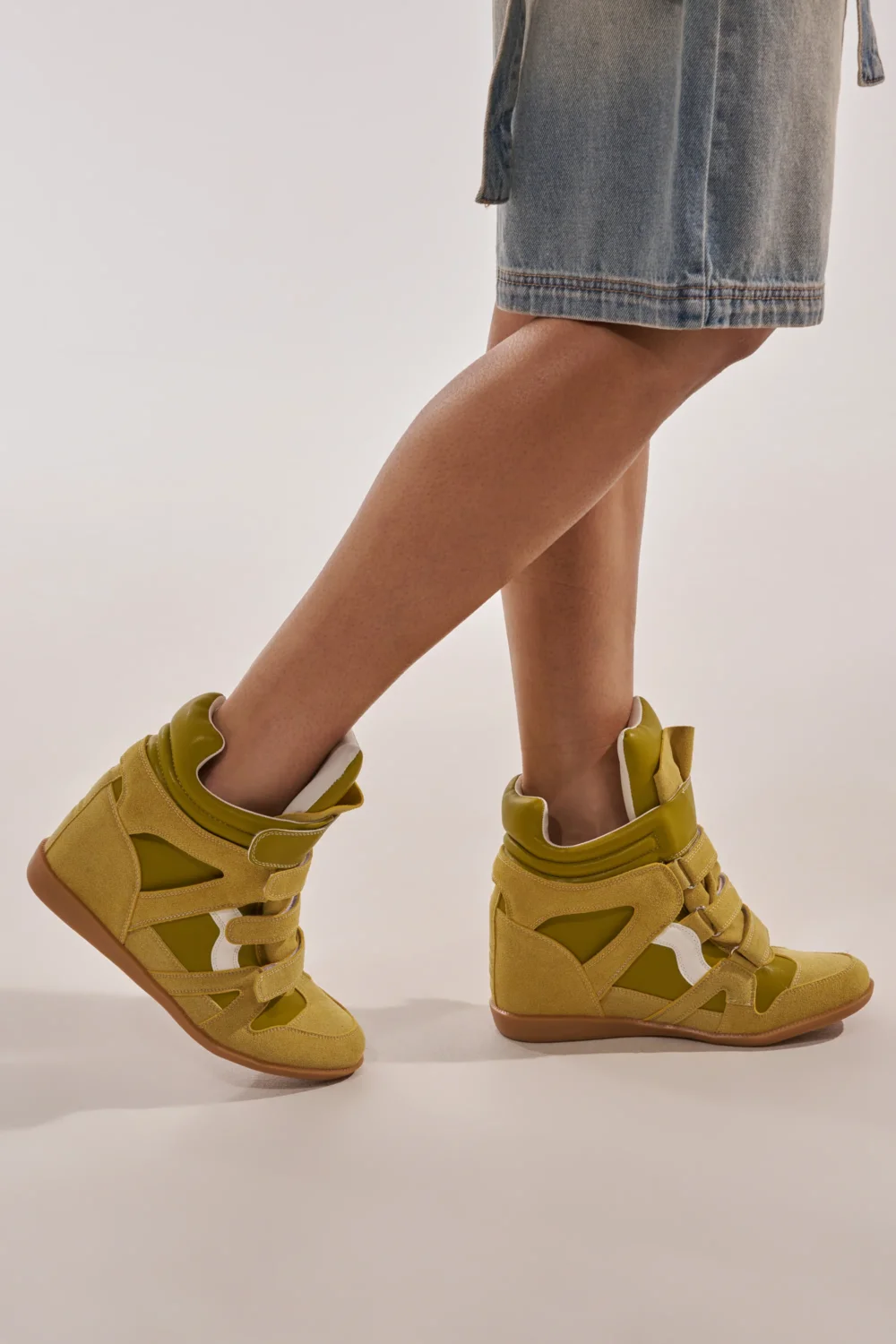 AZALEA WANG BRYANT OLIVE WEDGE SNEAKER