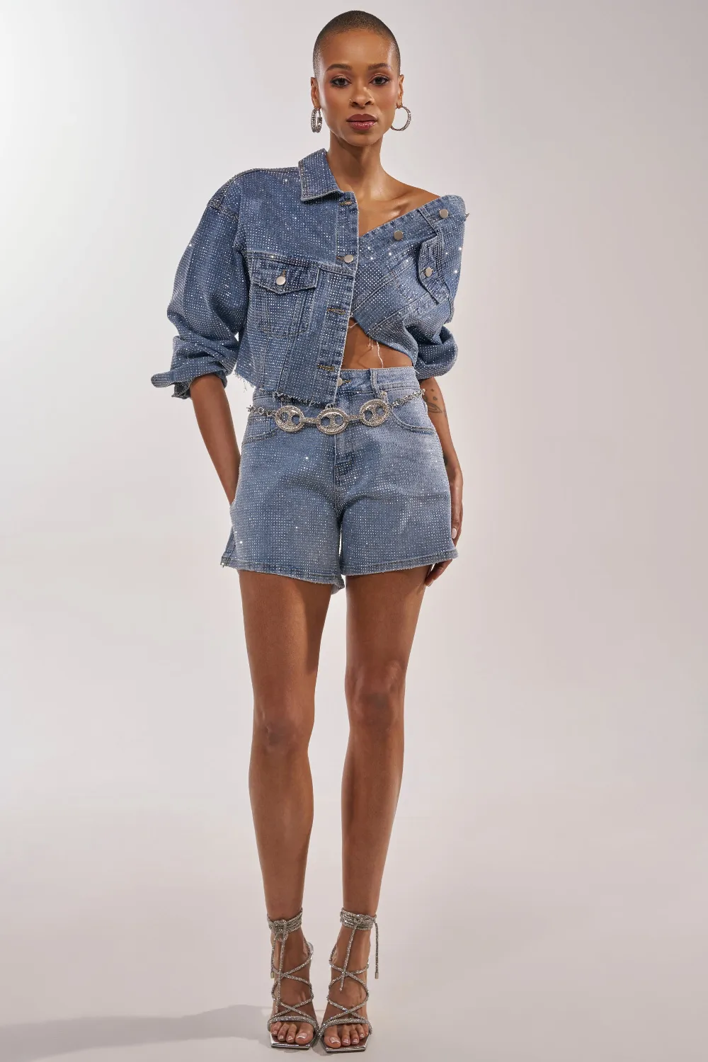 KYLIE EMBELLISHED DENIM SHORT - 3