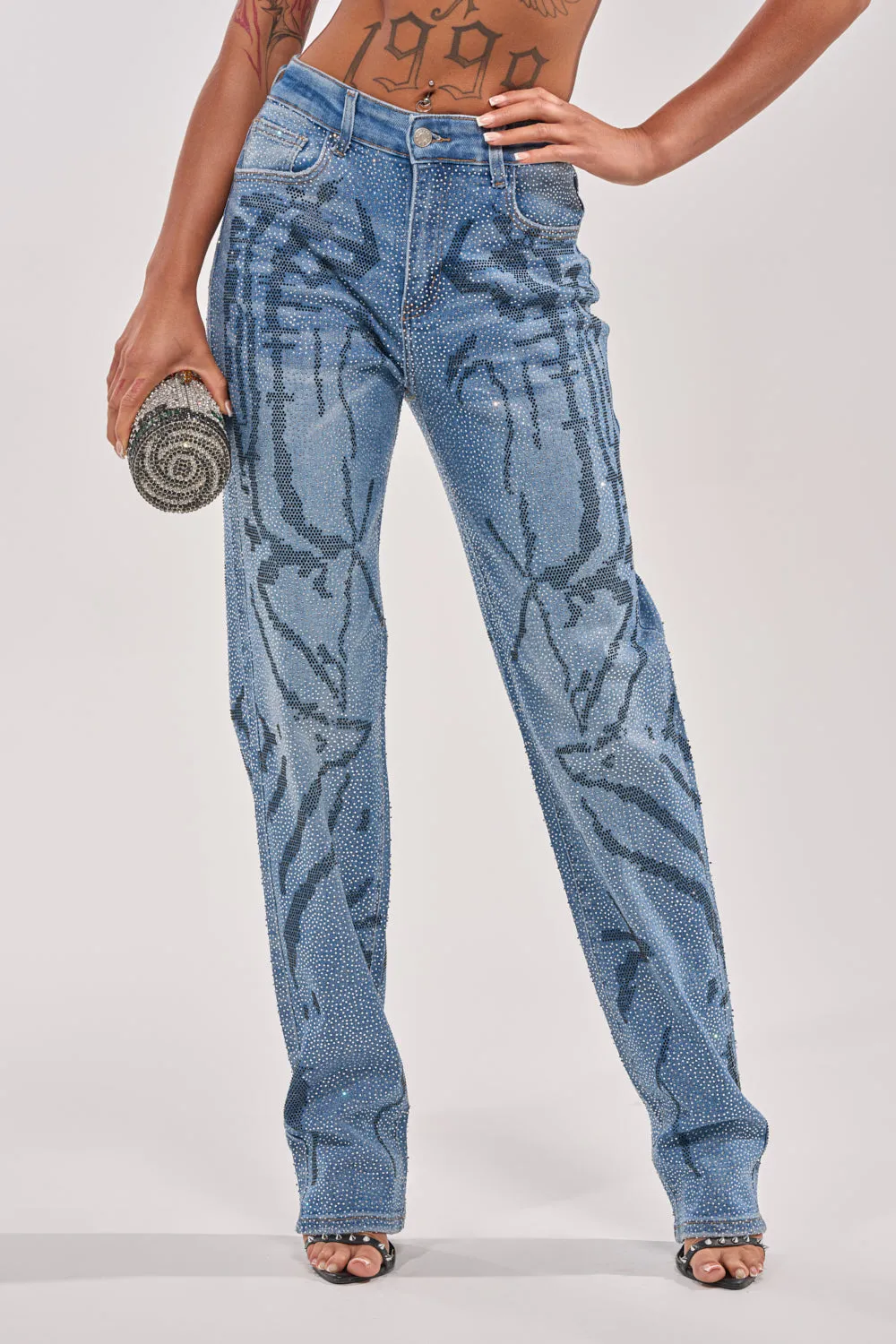 ITS MAGIC RHINESTONE STRAIGHT LEG DENIM - 4