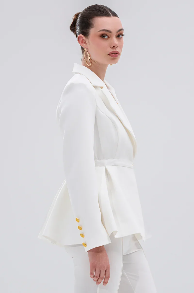 CANARY PEPLUM BLAZER IN WHITE - 3