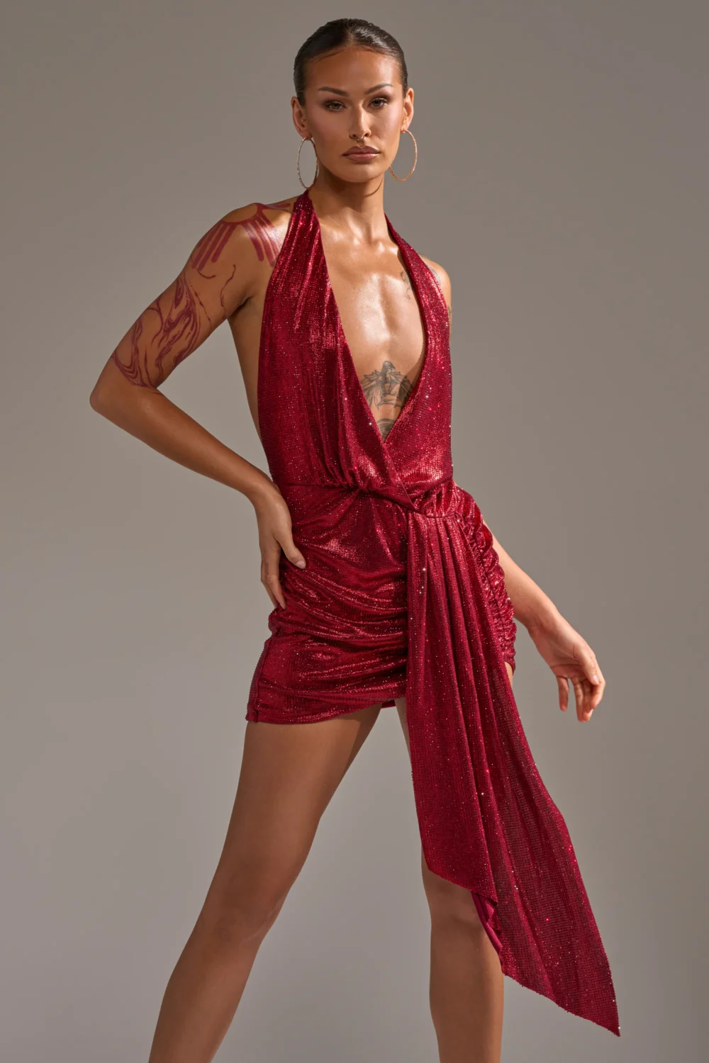 DREAM GIRL RHINESTONE DRESS IN RED