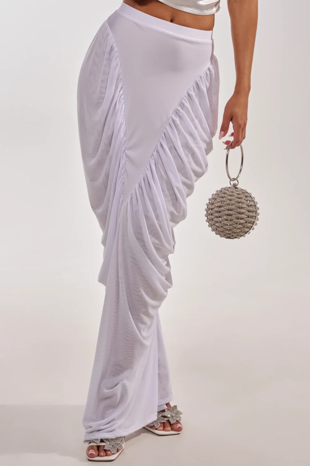 DREAMY RUCHED SKIRT IN WHITE - 3