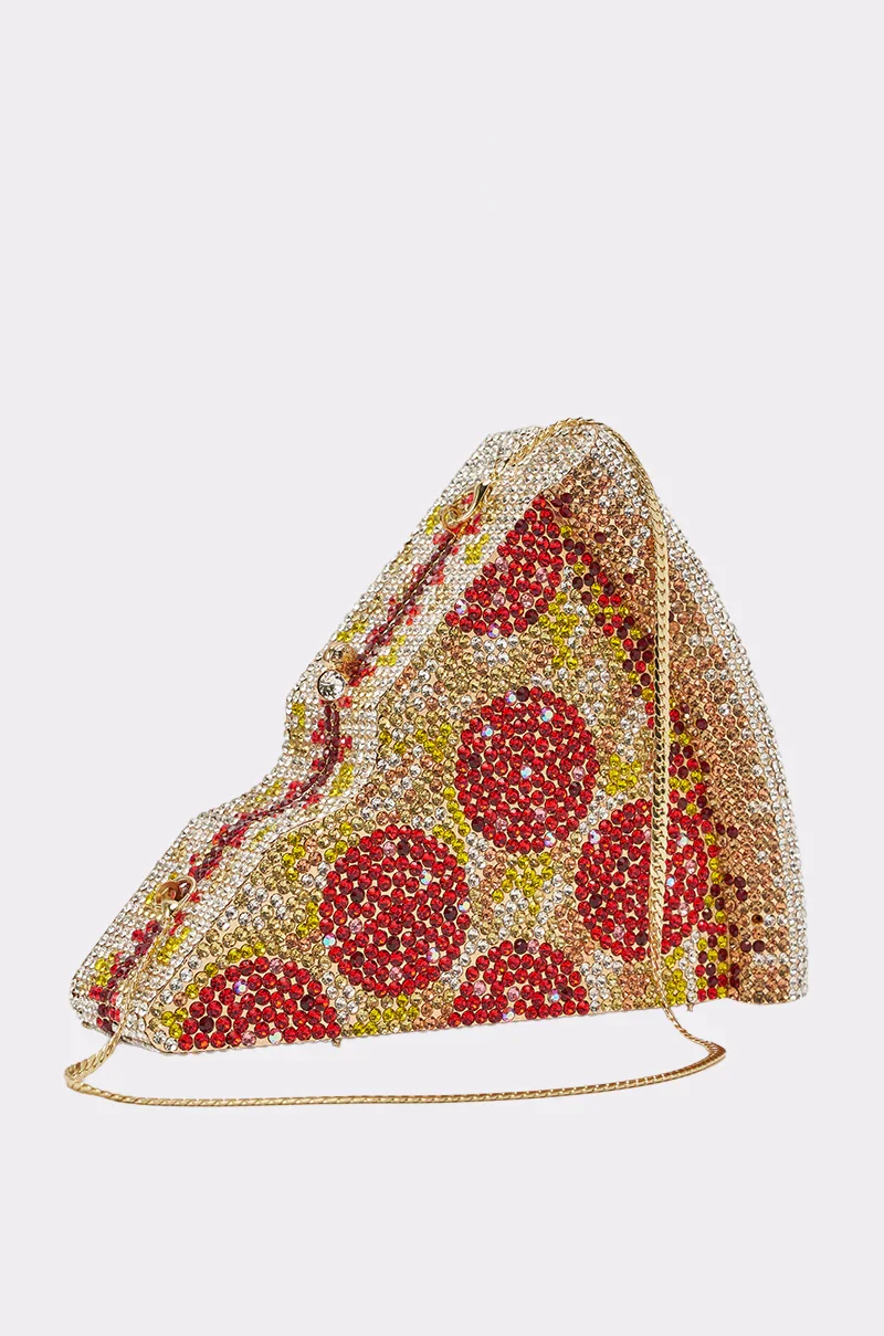 GRAB A SLICE RHINESTONE PIZZA CLUTCH - 3