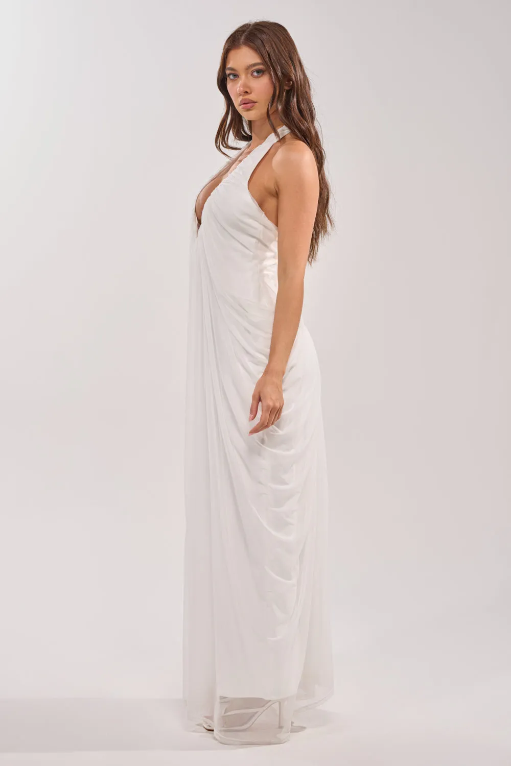 RAMONA PLEATED MAXI DRESS IN WHITE - 3