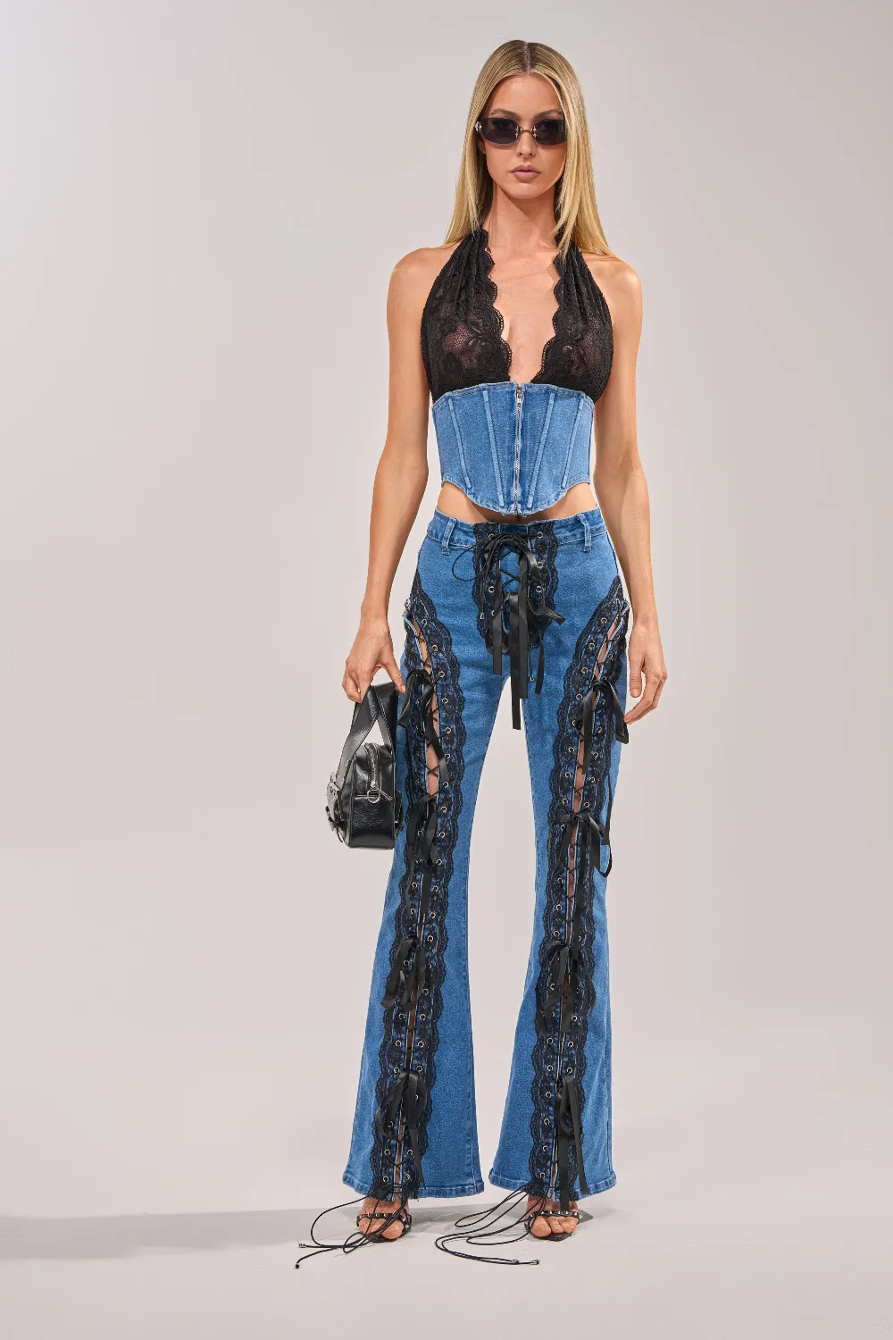LACED UP DENIM CORSET - 5