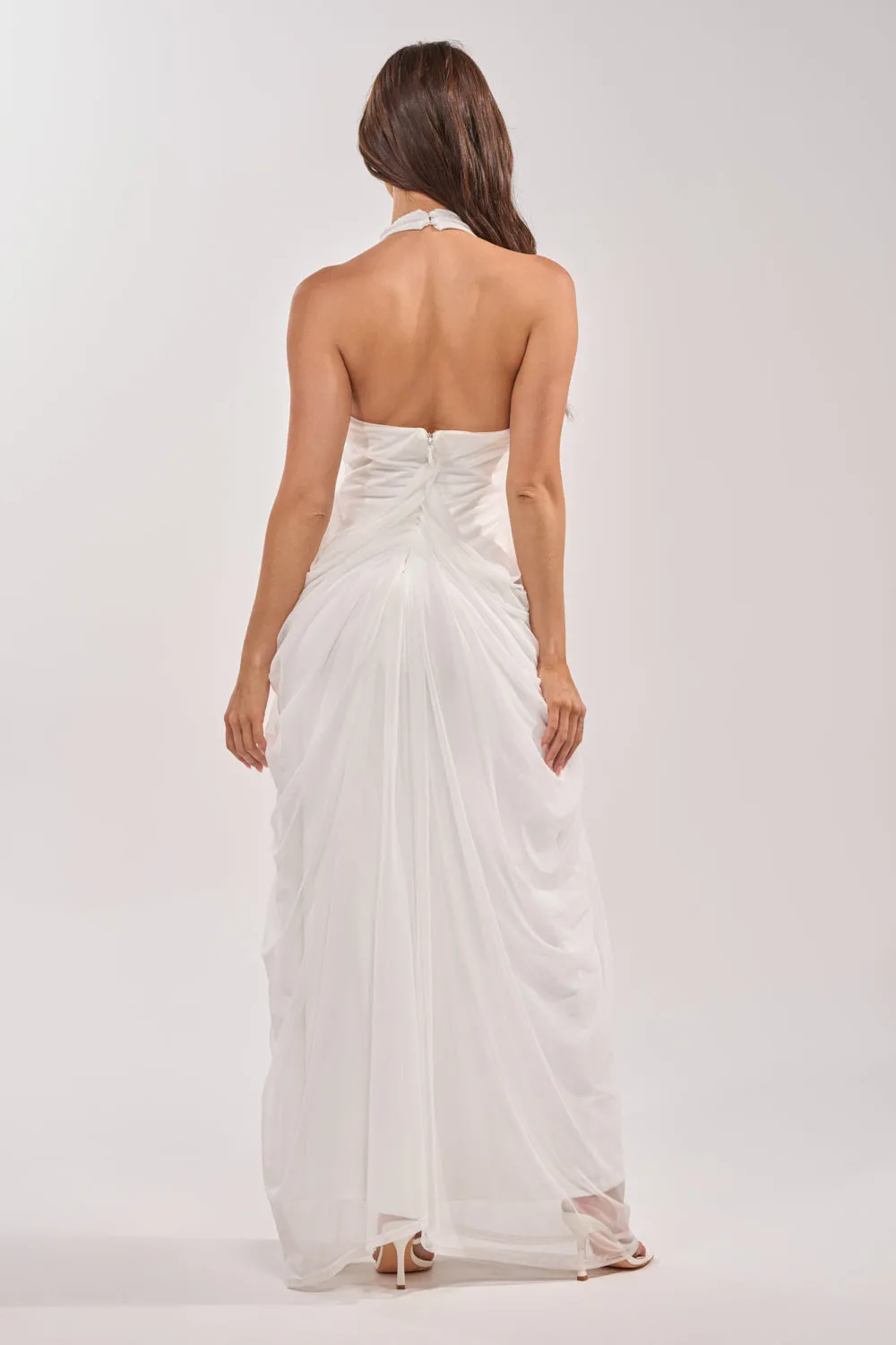 RAMONA PLEATED MAXI DRESS IN WHITE - 4