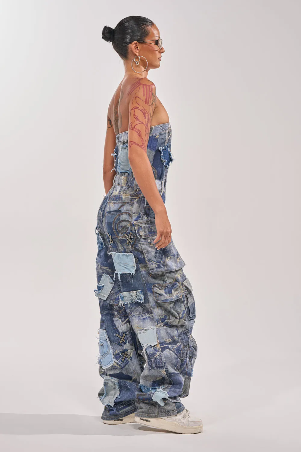 PATCHWORK DENIM ON DENIM JUMPSUIT - 3