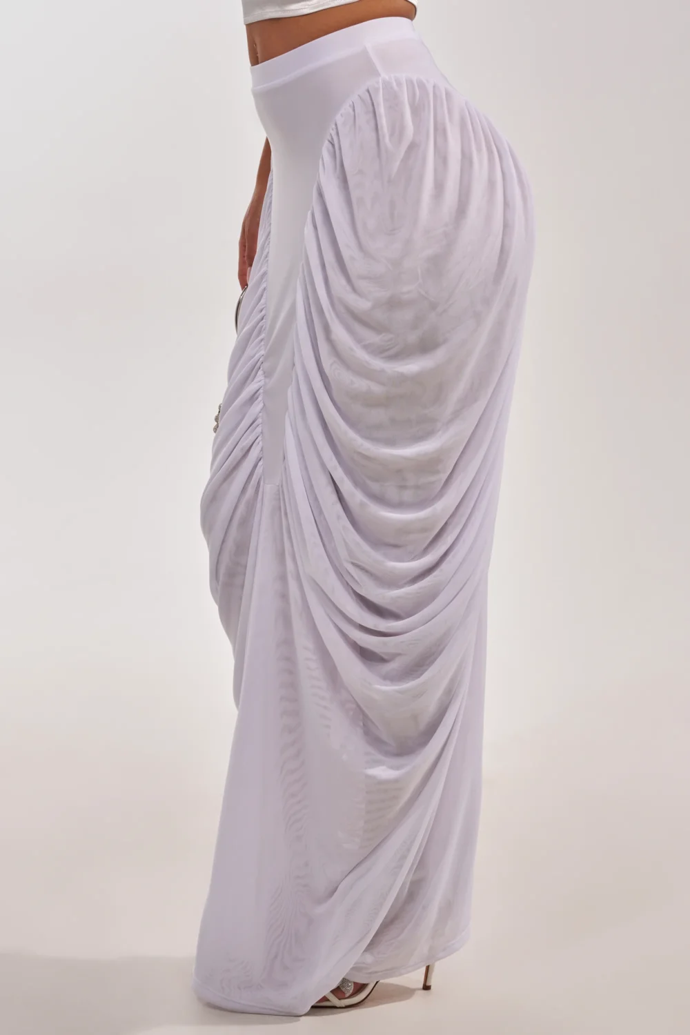 DREAMY RUCHED SKIRT IN WHITE - 5