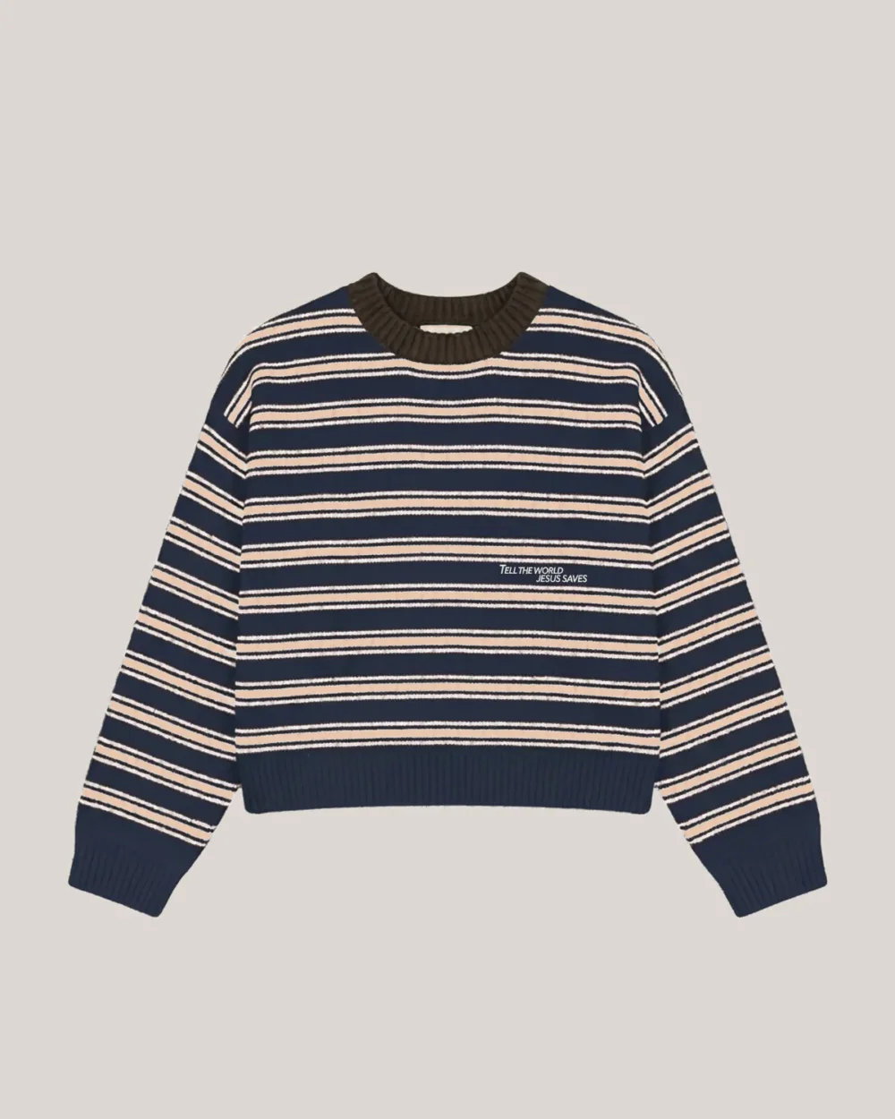 Striped Jesus Saves Knit Sweater