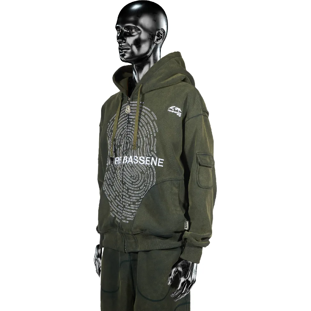 Fingerprint℗ Embroidered Zip Hoodie - Sunset Green - 5