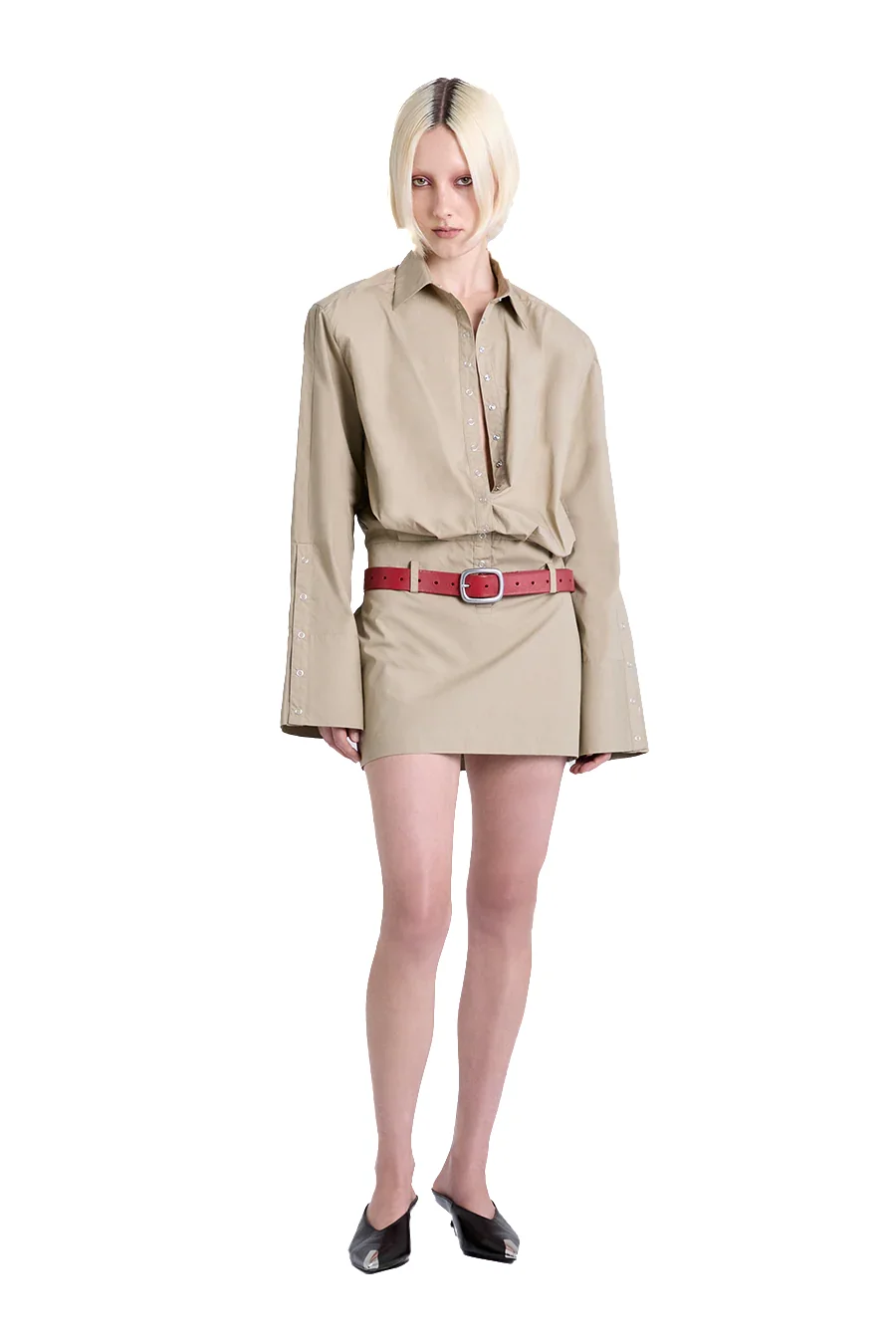 VOID MINI SHIRT DRESS | SLATE GREEN