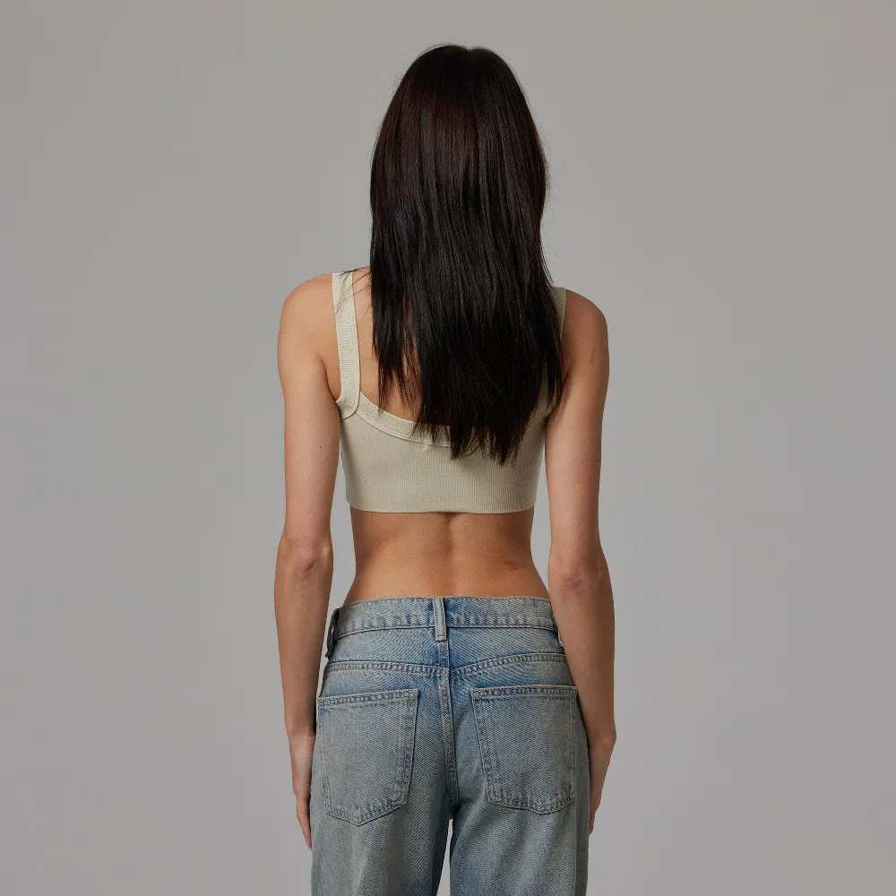 WOMENS RAW HEM RIB CROP TANK - 4
