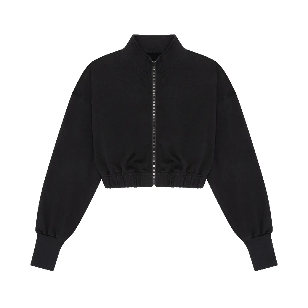 WOMENS FULL ZIP EMBROIDERED MOCK NECK