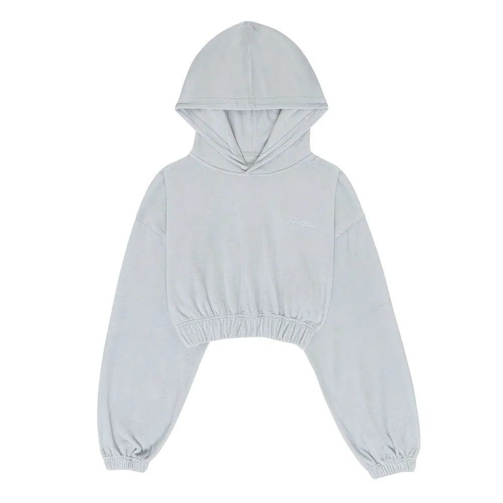 WOMENS TERRY CLOTH CROPPED HOODIE