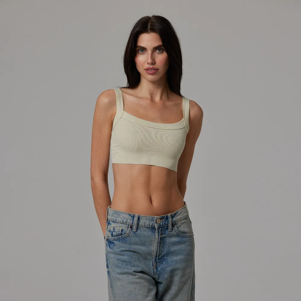 WOMENS RAW HEM RIB CROP TANK - 2