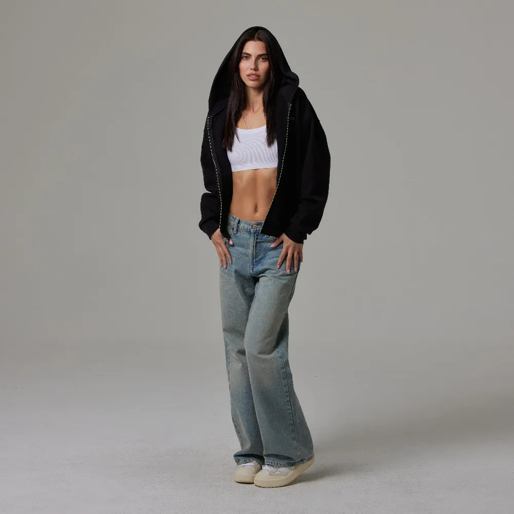 WOMENS HEAVYWEIGHT CIRCLE LOGO ZIP HOODIE - 5