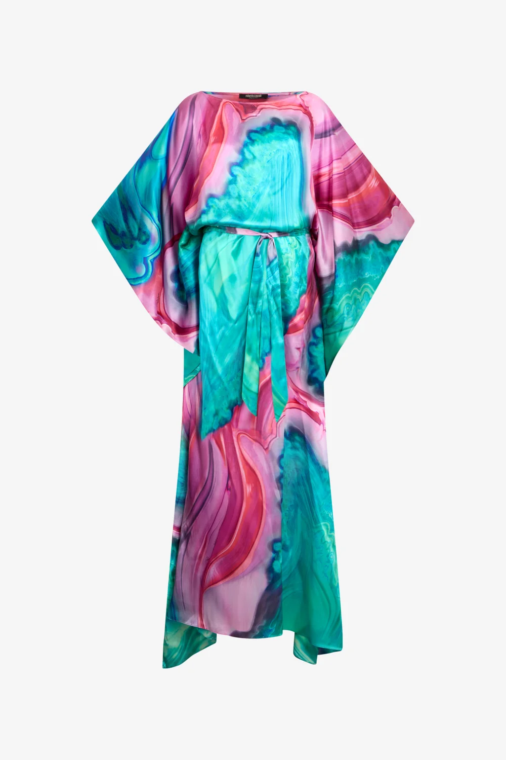 Long dress in multicolor marbled silk