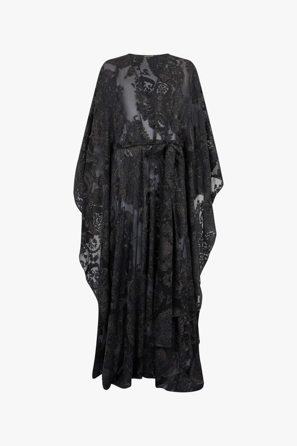 Sheer Silk Kaftan in Ornamental Black
