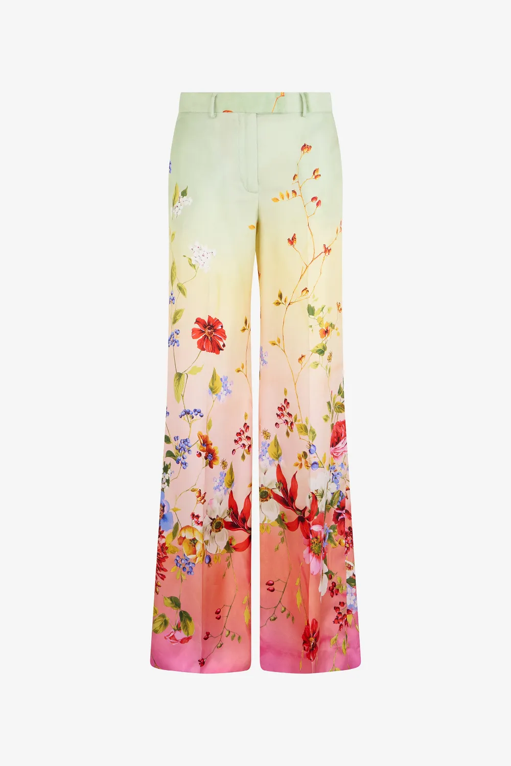 Miami Flowers Print Silk Trousers