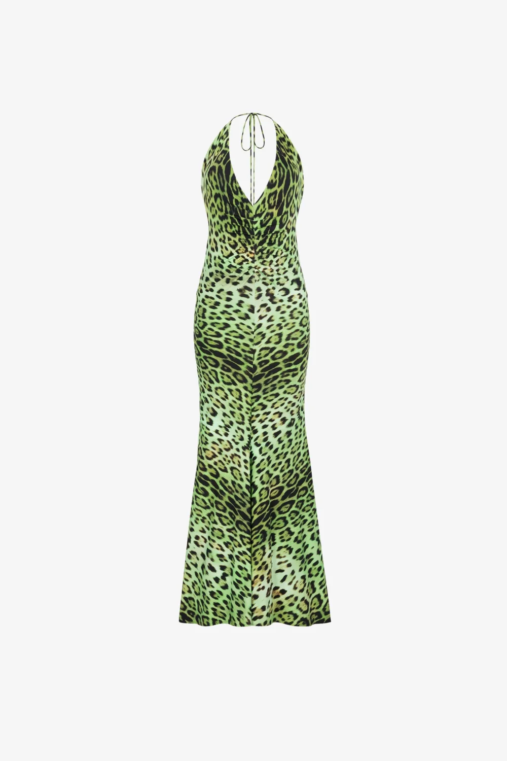 Leopard-print halterneck dress