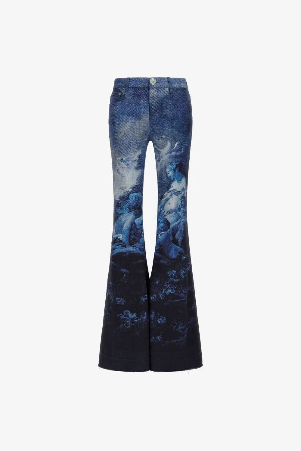 Flared jeans with Denim Wild Leda print