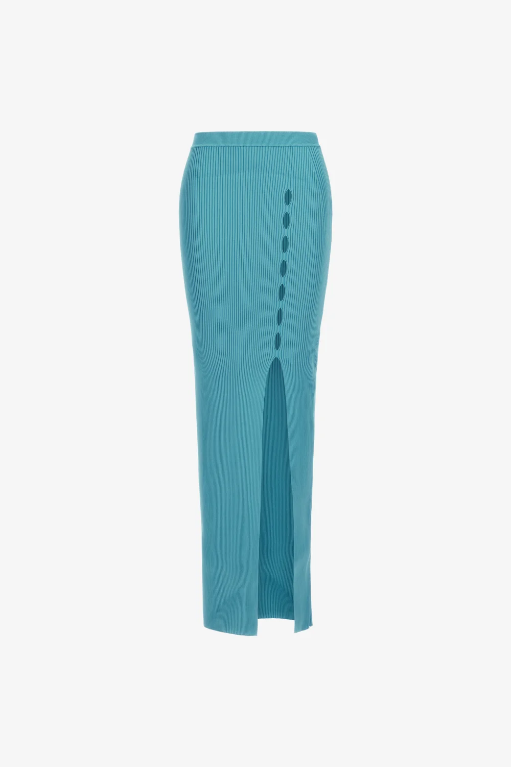 Ribbed long skirt with cut-out