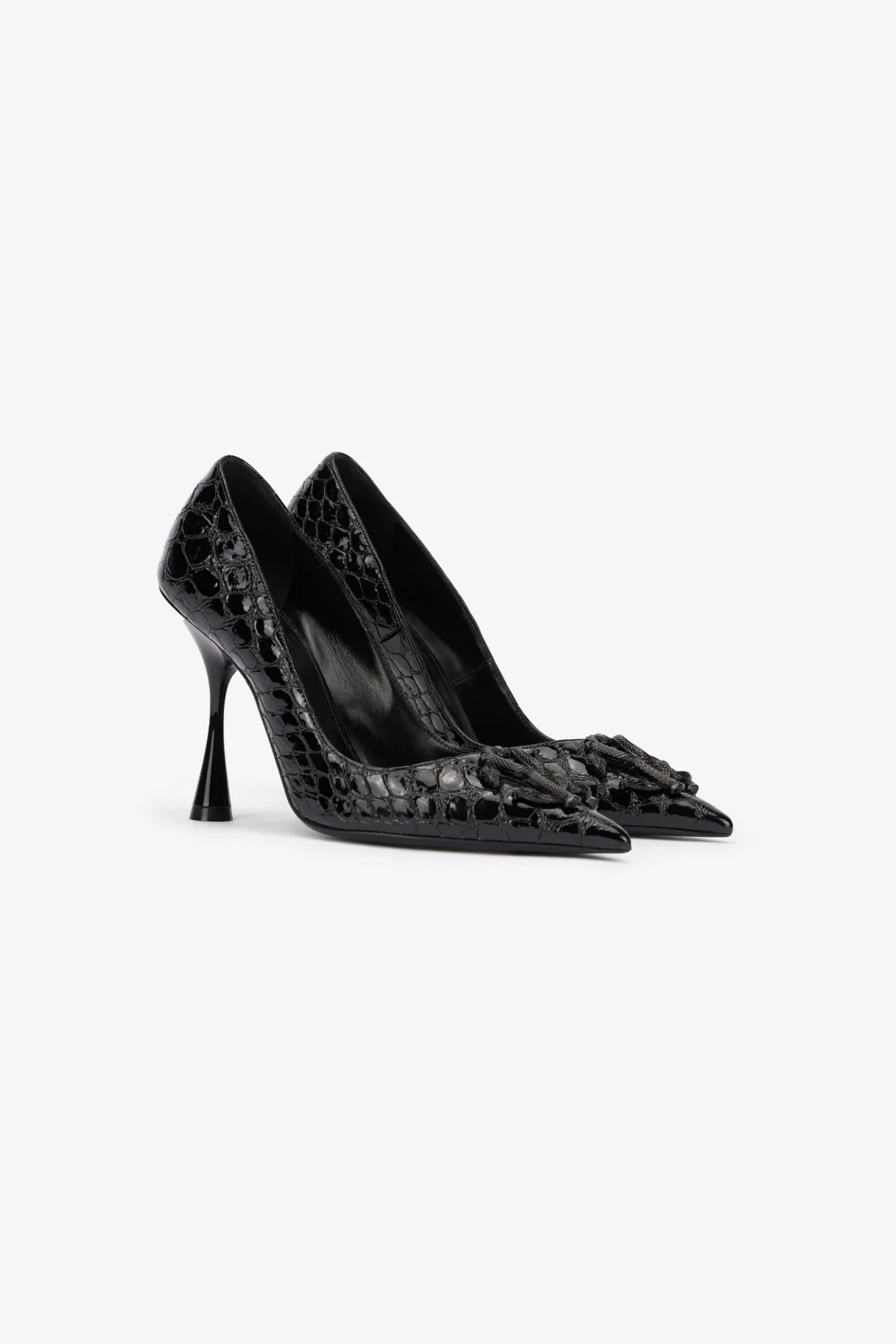 Crocodile-Print Leather Pumps
