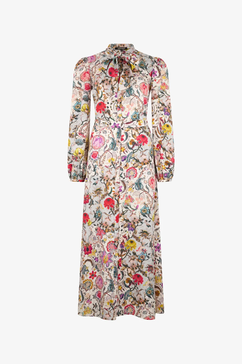 Long Silk Dress with Florentine Flowers Print
