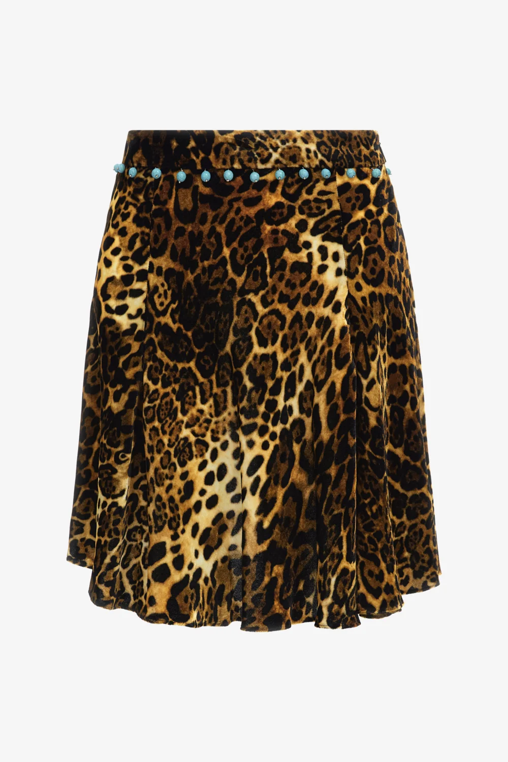 Leopard print velvet skirt