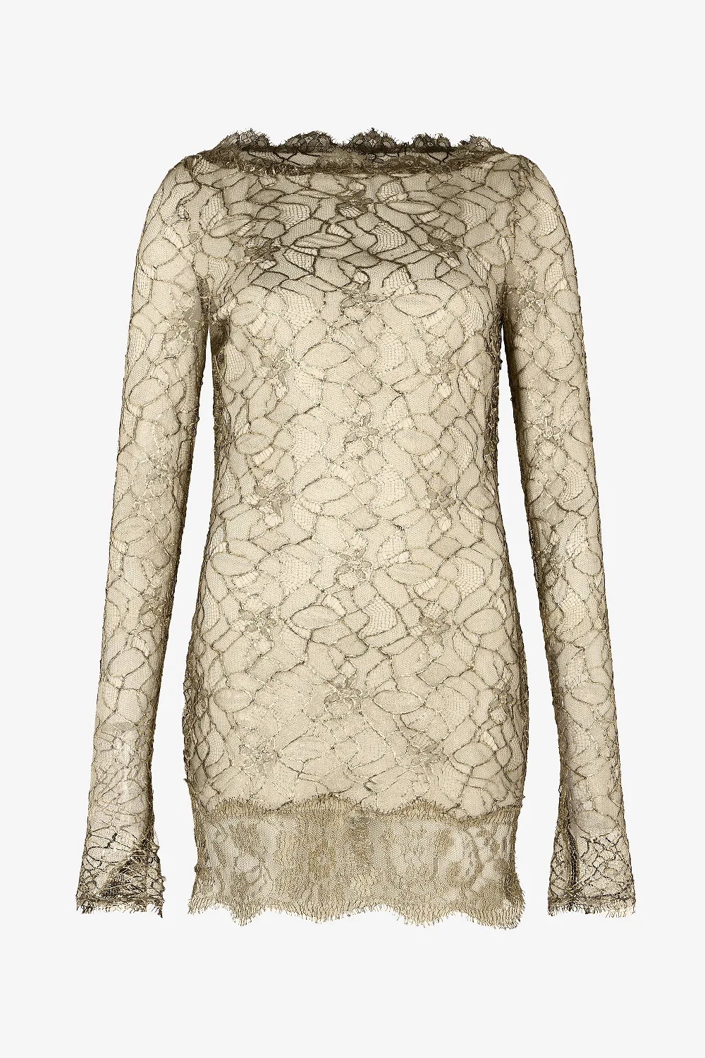 Black and Gold See-Through Mini Dress with Embroidery