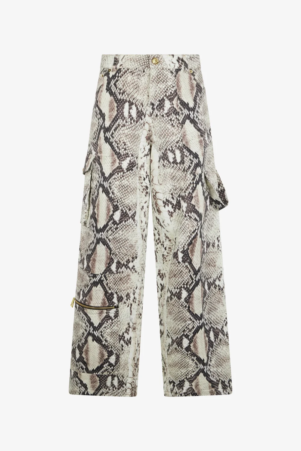 Rock Cargo Jeans With Python Print
