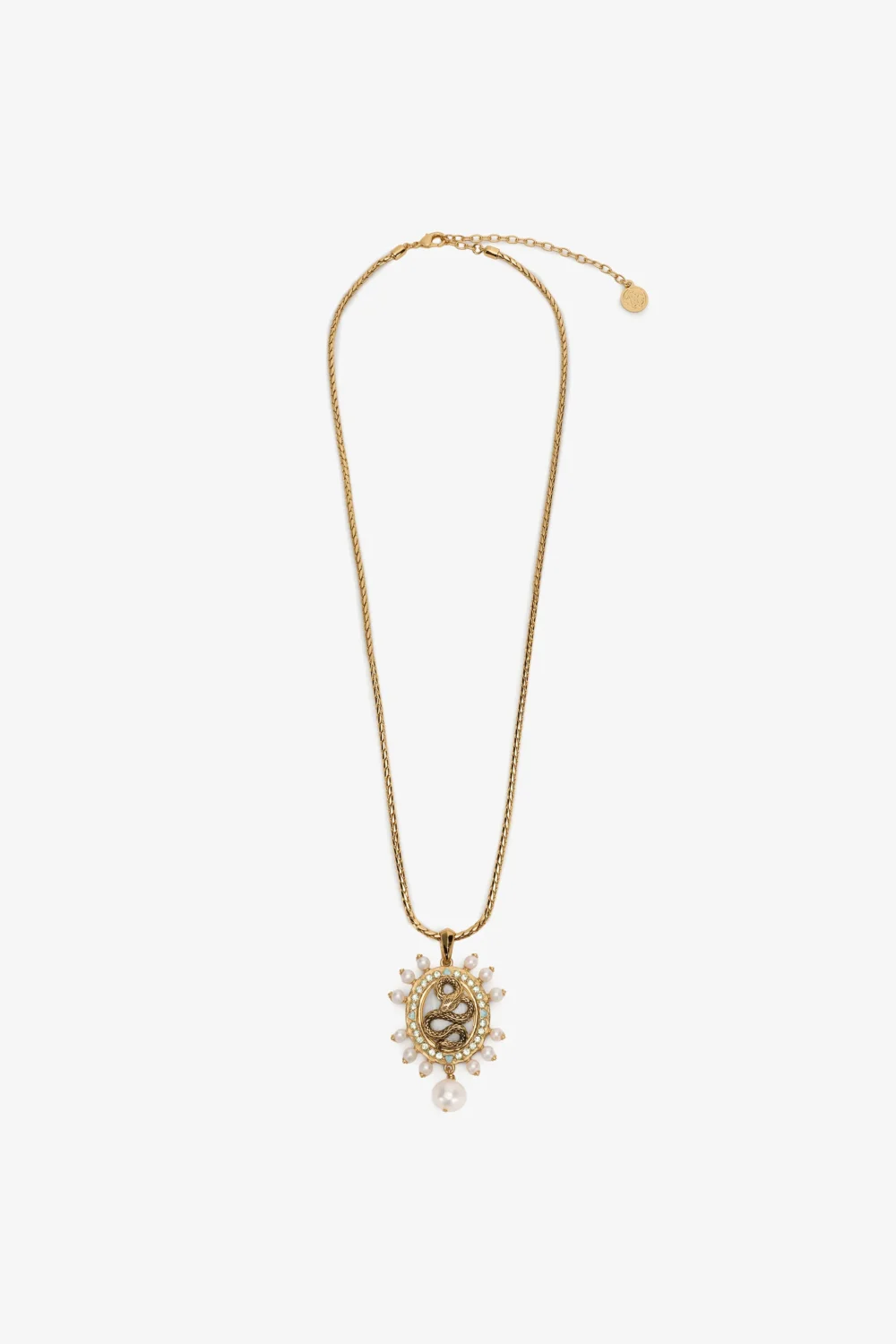 Snake Pendant Necklace with Pearls