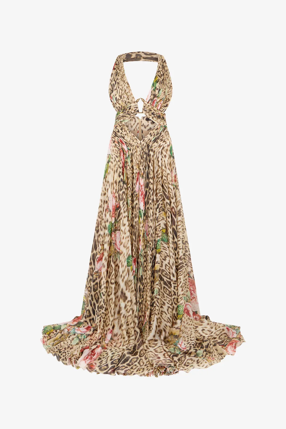 Jaguar Roses Print Silk Dress