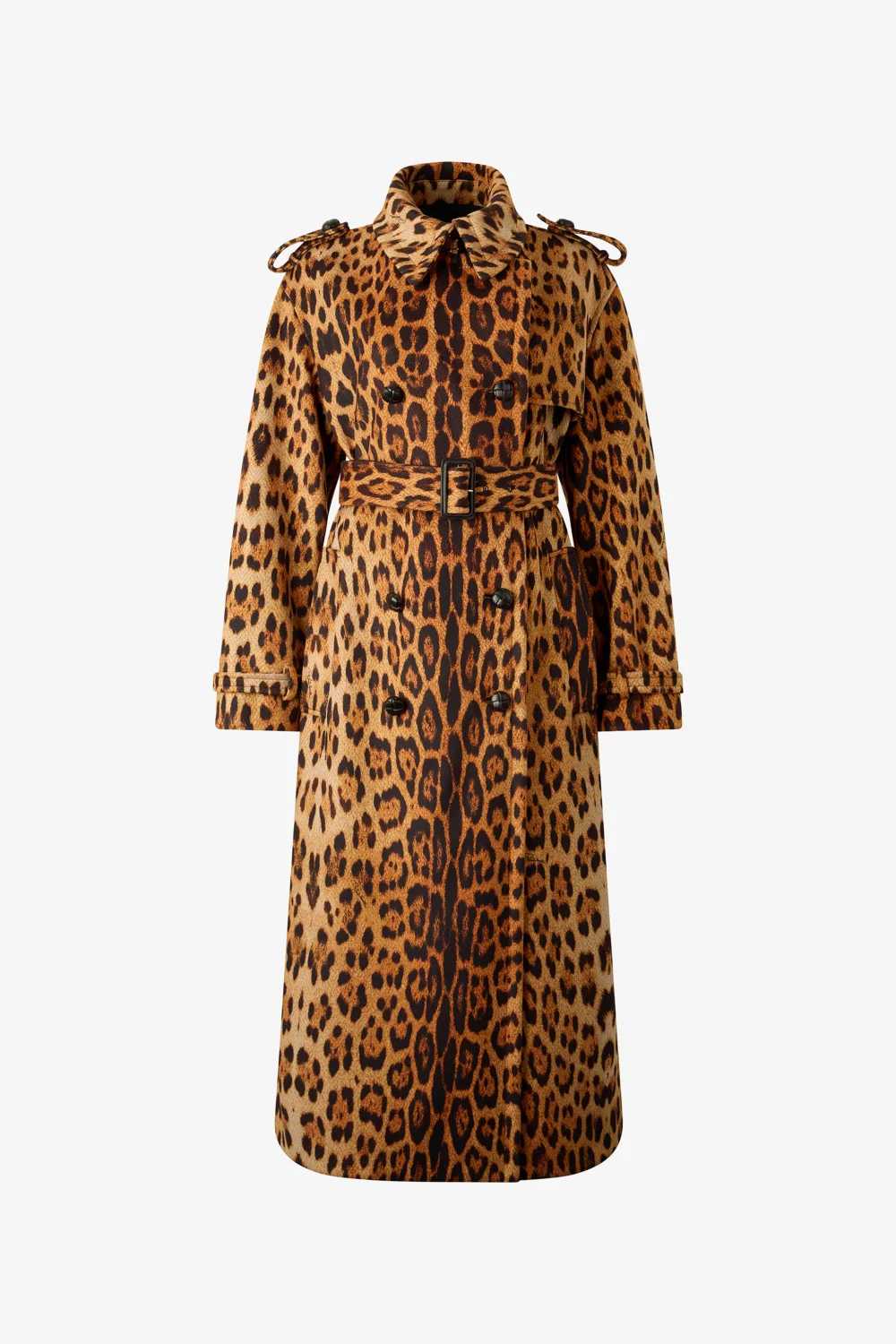 Long Trench Coat With Jaguar Skin Print