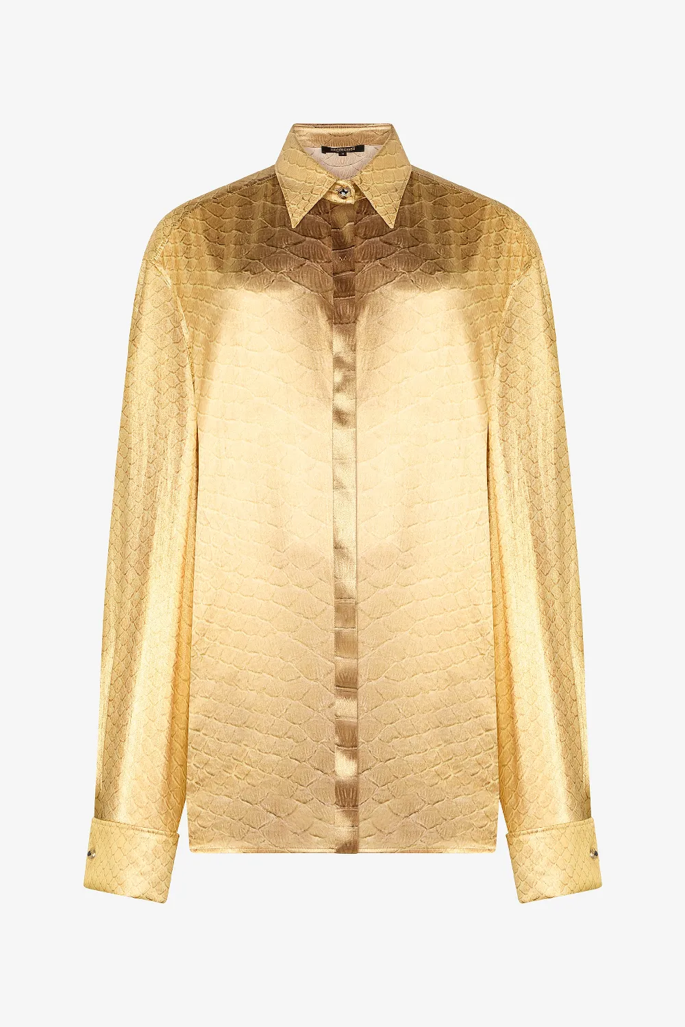 Golden Beige Silk Shirt with Serpentine Print