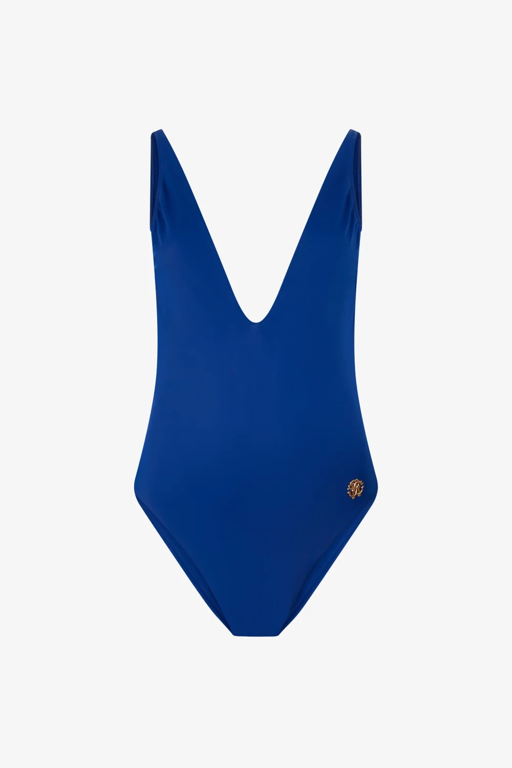 Blue Deep V-Neck One-Piece Swimsuit