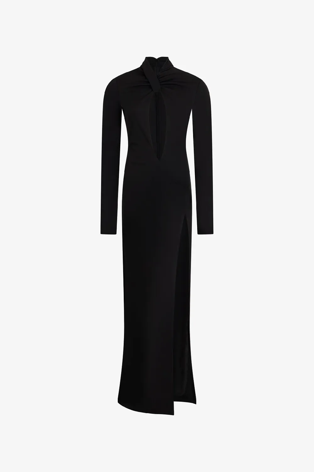 Long black dress with cut-out and slit