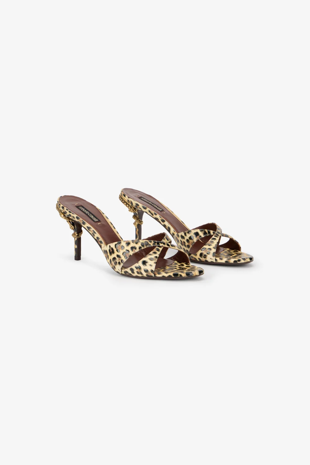 Leather Sandals with Leopard Print
