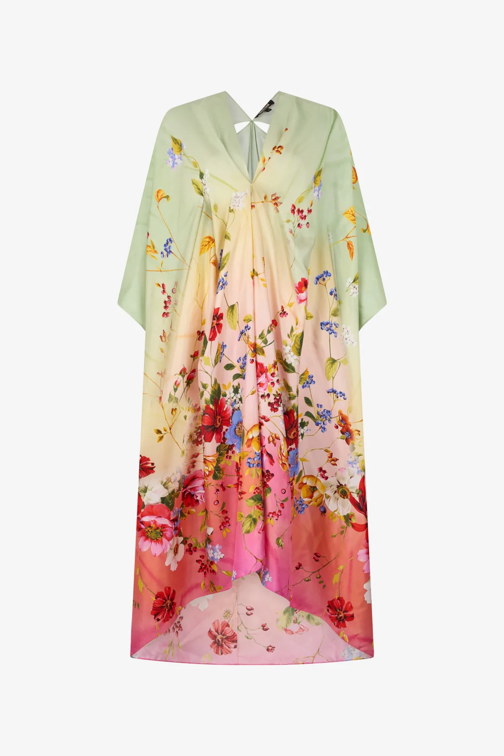 Silk Kaftan with Miami Flowers Print