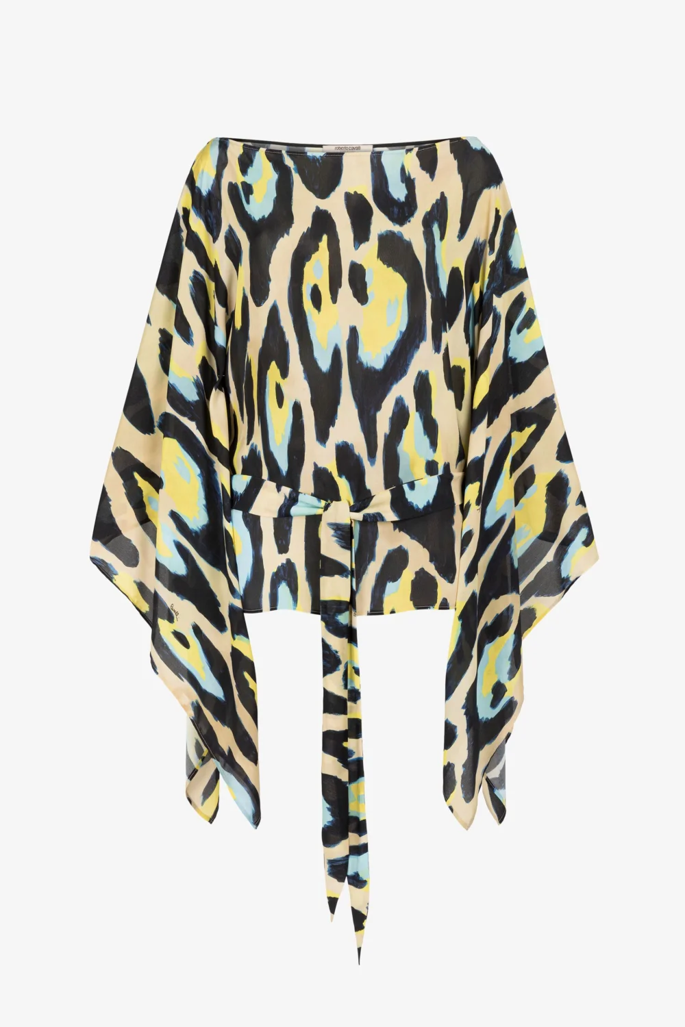 Animal-print draped blouse