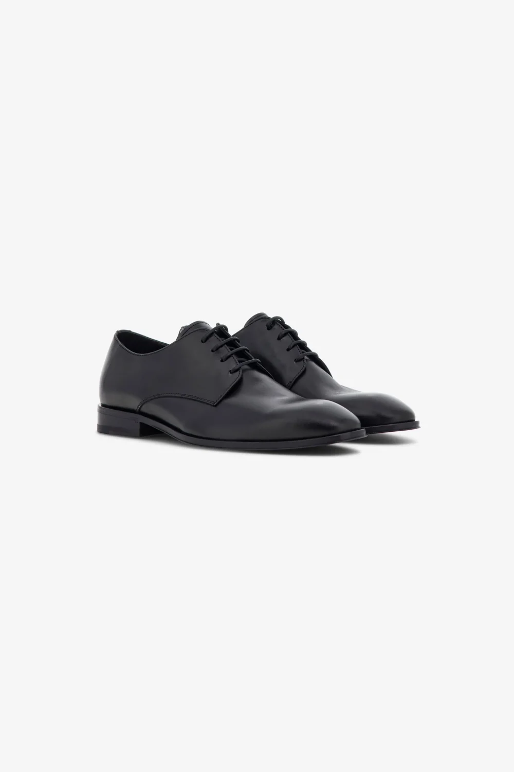 Black Leather Laced-Up Shoes